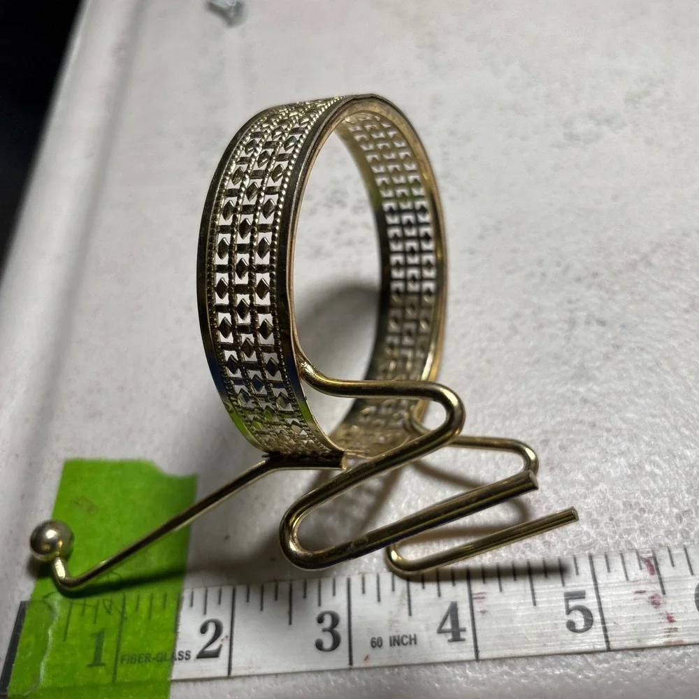 Dip Bowl Holder Gold Tone Pierced Metal Clip On Chip Bowl Accessory Vintage